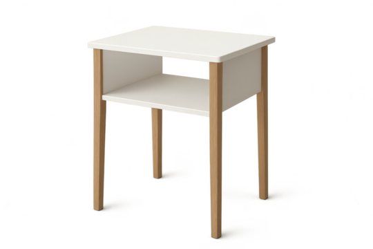 Modern nightstand with shelf isolated on transparent background for product design