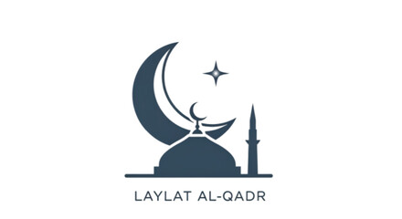 Elegant Islamic crescent moon and mosque silhouette with star, symbolizing faith and spirituality