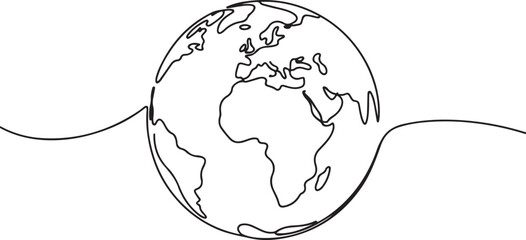 Continuous one line art drawing of earth planet, Globe, geography vector.one line  vector illustration  with out background © Misho x Mamun