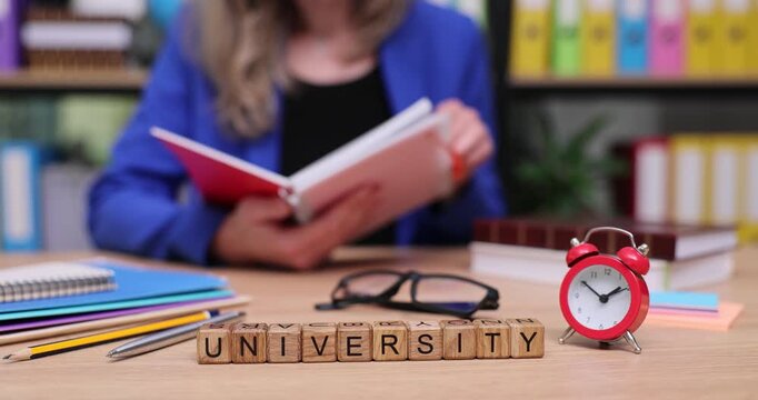 Studying at the university with notes and books in a vibrant workspace