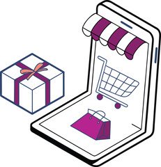 Online Shopping E-Commerce Vector Illustration