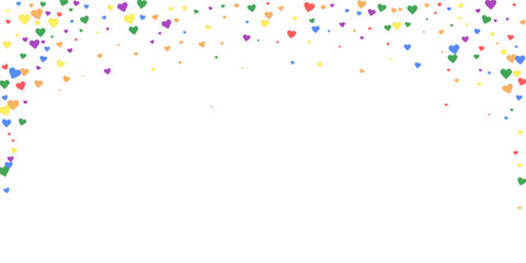 Rainbow colored scattered hearts. LGBT valentine