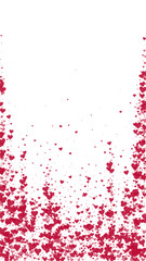 Red hearts scattered on white background.