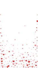Red hearts scattered on white background.
