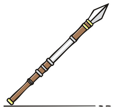 Cartoon style illustration of a medieval spear for throwing or melee combat