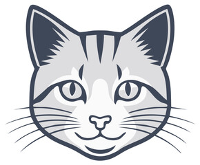 Obraz premium Stylized portrait of a grey tabby cat's face with stripes and whiskers