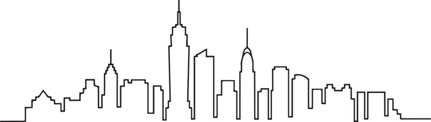 One line style New York City skyline.one line  vector illustration  with out background © Misho x Mamun