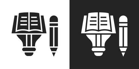 Data Library Icon In Black And White Glyph Style