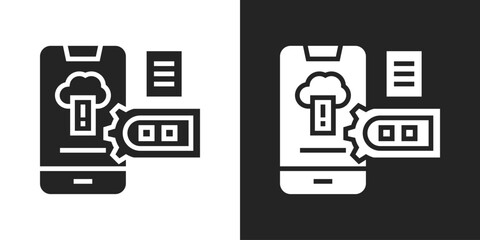 Cellphone Icon In Black And White Glyph Style