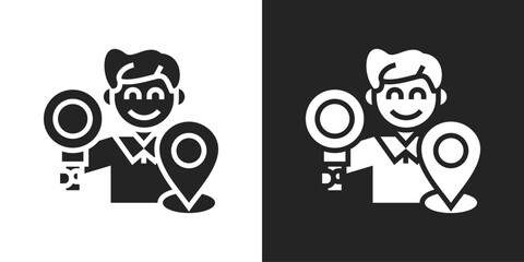 Location Icon In Black And White Glyph Style