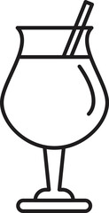Simple line drawing of a hurricane glass with a straw, perfect for representing cocktails and beverages