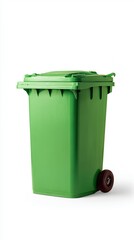 Bright Green Trash Bin with Wheels for Convenient Waste Disposal in Residential or Commercial Settings