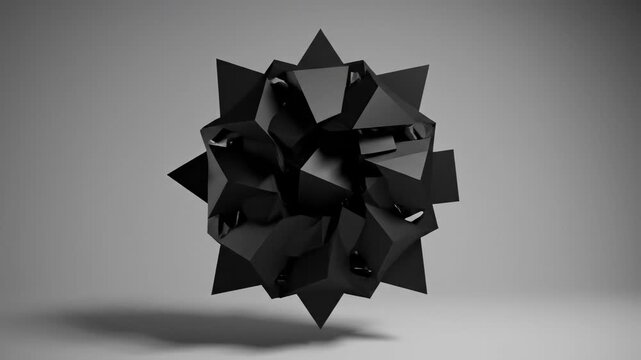 Dynamic geometric shadows rotating and merging seamlessly across a solid neutral background creating an infinite loop motion graphics, simple, dimension