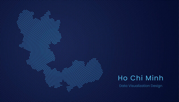 Ho Chi Minh city dotted digital map for data visualization design