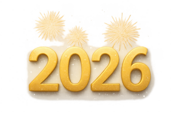 Golden 2026 numbers celebrating new year with fireworks