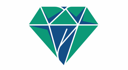 Geometric diamond illustration in green and blue colors with creative design elements