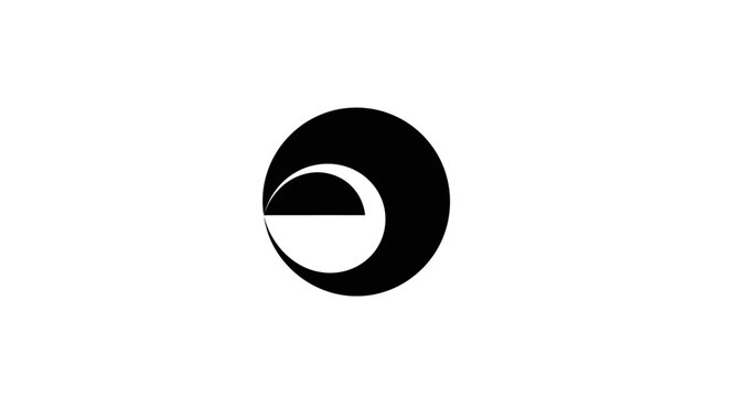 Abstract black and white logo featuring circular shapes and partial eclipse design