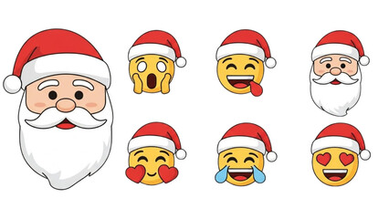 Christmas Emojis Festive Faces with Santa Hats for Holiday Cheer