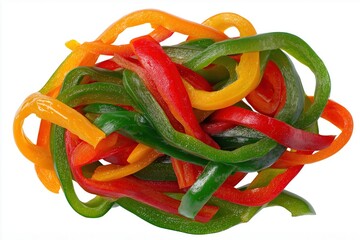 Colorful Sliced Bell Peppers On White