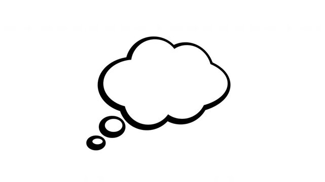 White cloud with a black outline. The cloud is thought to be a symbol of the mind. animation icon video