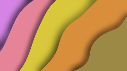 Abstract Background with Pink, Yellow, Orange, and Purple Gradient Waves - Colorful Texture Overlay - wallpaper design. Paper cut design. 
