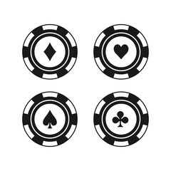 casino poker cards and chips. Card aces. aces of all four suits, diamonds, spades, hearts, clubs.