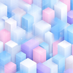 Obraz premium Geometric arrangement of gift boxes in gradient colors, isometric perspective, modern design