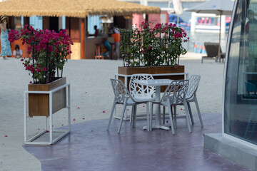 Beautiful views, public space city cafes, on a summer day