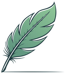 Obraz premium Elegant Light Green Feather Illustration with Dark Outline for Graphic Design and Decorative Elements