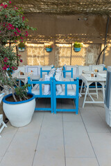 Beautiful views, public space city cafes, on a summer day