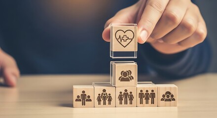 Building a foundation of love and family wooden blocks representing relationships and support systems for a stronger future together