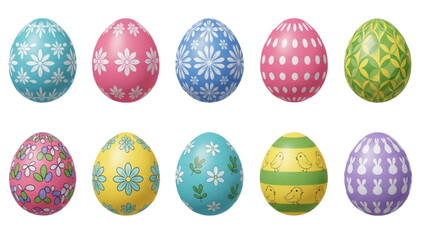 Colorful Easter Eggs Decorated with Floral and Geometric Patterns, Perfect for Spring Celebrations