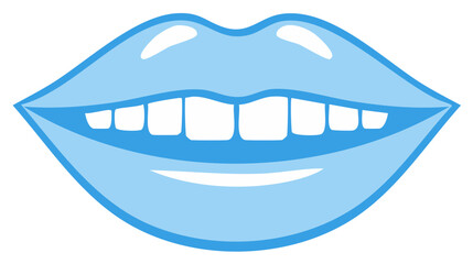 Fototapeta premium Stylized Blue Lips Showing Teeth in a Wide Smile