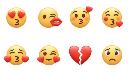 Emojis Expressive Digital Emoticons Representing Love, Affection, and Heartbreak