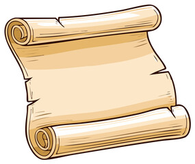 Ancient Blank Parchment Scroll Cartoon Illustration for a Message or Map