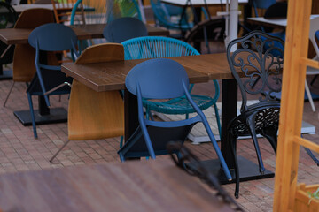 Beautiful views, public space city cafes, on a summer day