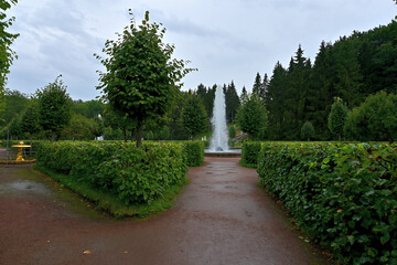 Peterhof has an unusually beautiful park with fountains.