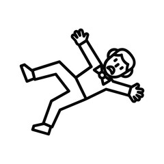 A person falling backwards, losing balance, tripping accident
