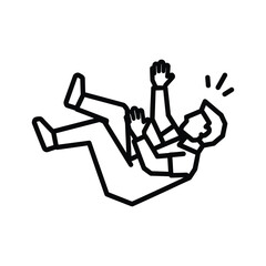 Person falling icon, depicting a sudden loss of balance or trip.