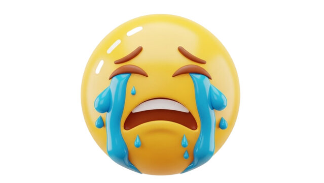 Naklejki Sad Tears Emoji Expressing Sorrow and Heartbreak with a Yellow 3D Icon