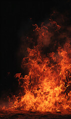 Dynamic Fire Flames on Black Background