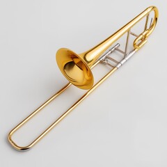Obraz premium Golden Trombone on Minimal White Background