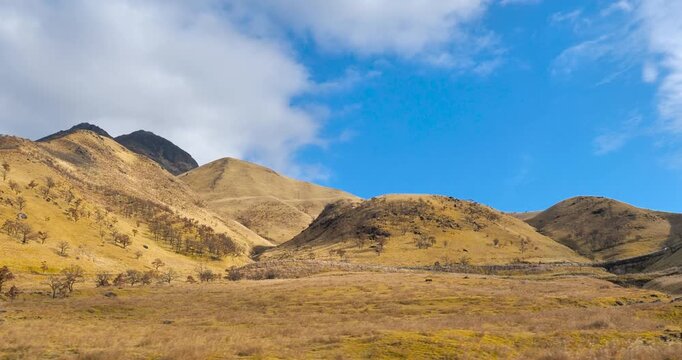 mountain landscape with blue sky and clouds
