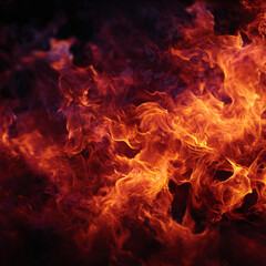Dynamic Fire Flames on Black Background