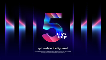 Five Days to Go - Futuristic Gradient Neon Countdown Background for Promotions