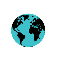 Fototapeta premium Blue and black minimalist globe with continents in silhouette