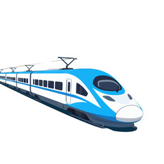 Fototapeta premium Blue and white high-speed bullet train in motion