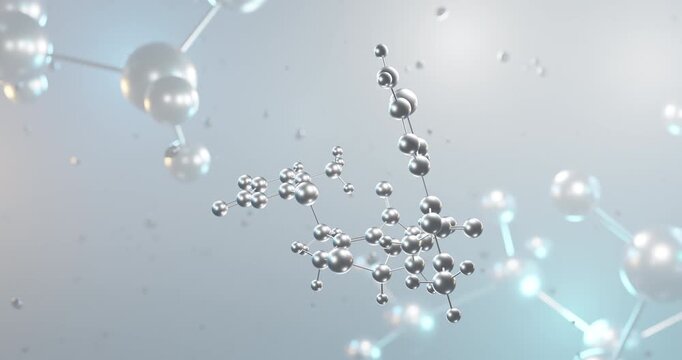 Ceftriaxone rotating 3d molecule, molecular structure of antibiotic seamless video
