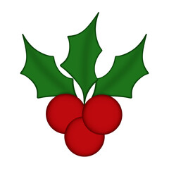 Christmas Holly Sticker Illustration &ndash; Festive Holly Leaves and Red Berries Clipart on Transparent Background