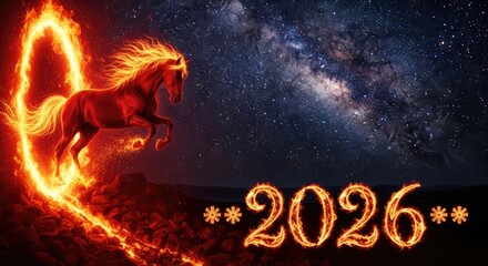 Chinese Zodiac Red Fire Horse 2026